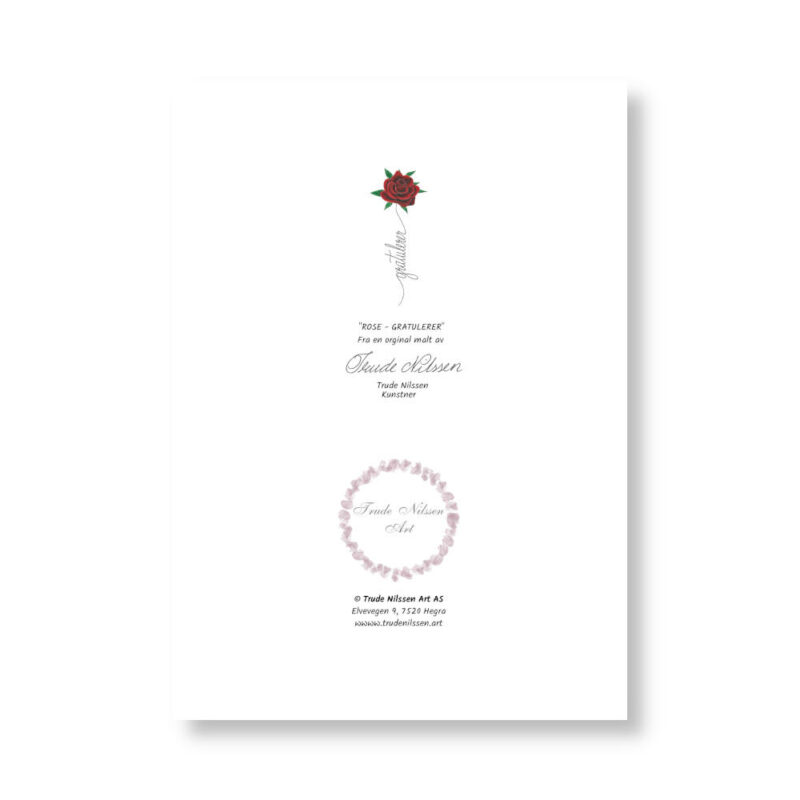 Kunstkort «Rose - Gratulerer» - Bilde 2