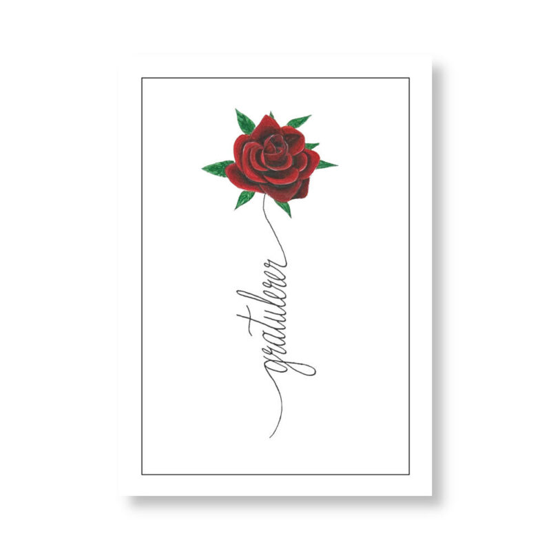 Kunstkort «Rose - Gratulerer»